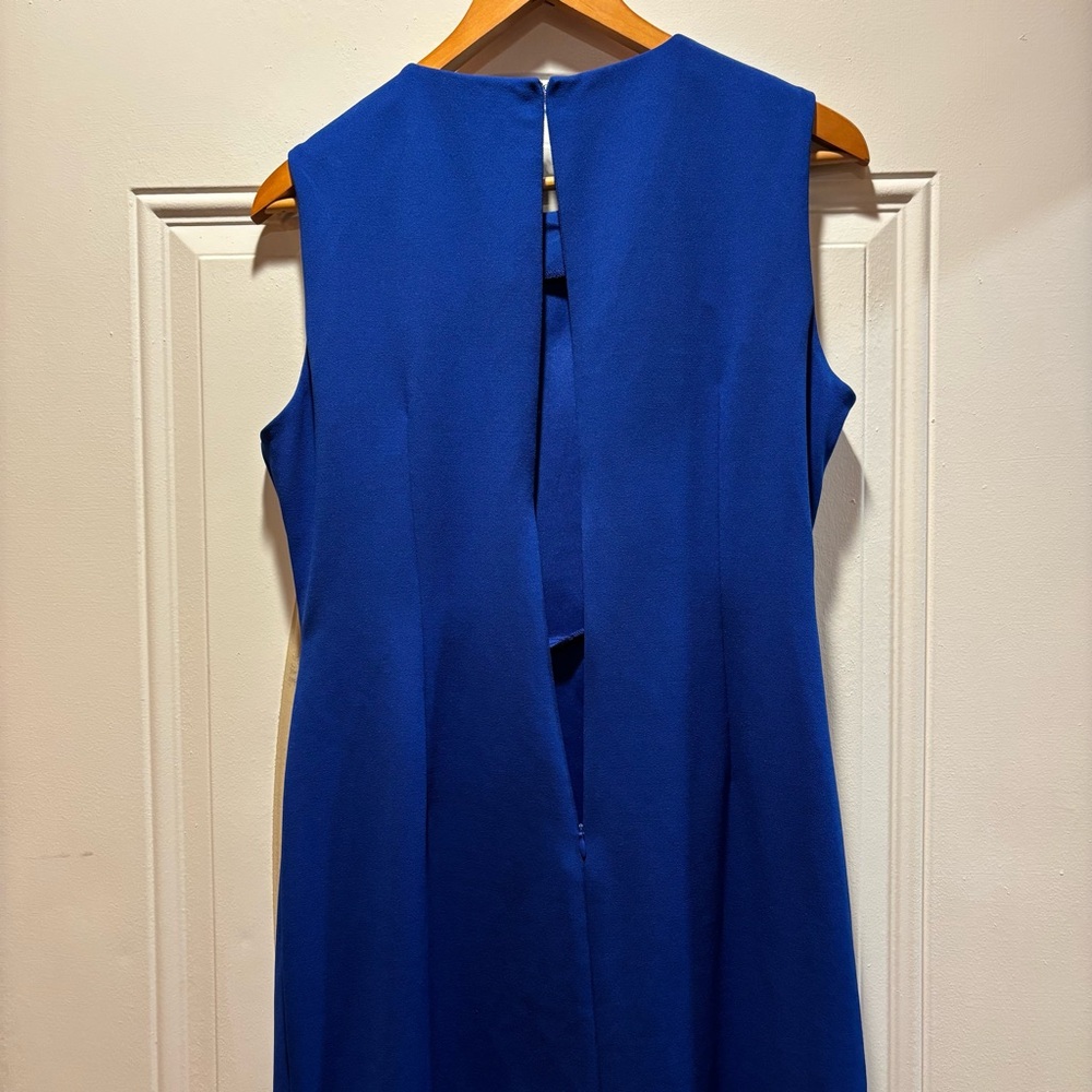 Women’s Blue Calvin Klein Dress Size 12, Beautiful Blue Sleeveless Wrap Dress - Picture 11 of 12